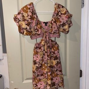 floral cut out dress